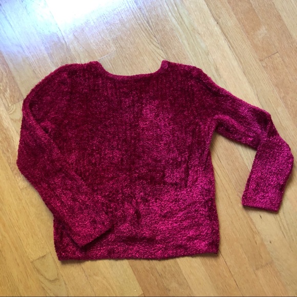 Chaus ruby red plush vneck pullover sweater - Picture 2 of 4